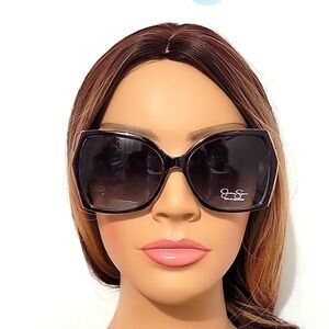 Jessica Simpson Oversized Black Sunglasses Gold Metal Twist Arm J6212